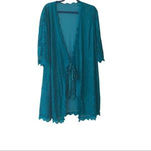 Teal midi lace wrap cocktail dress